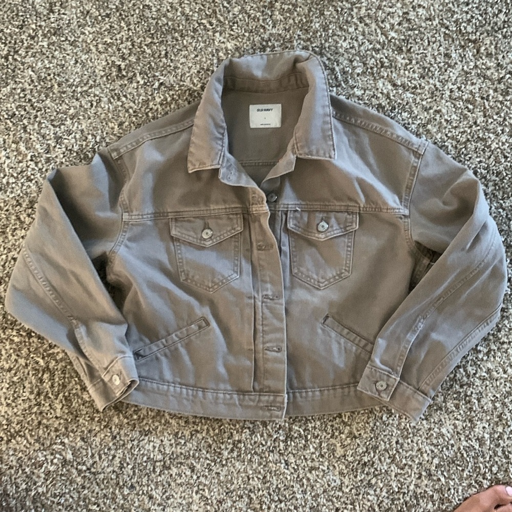 Kaki/tan jean jacket. Size large. Worn once.